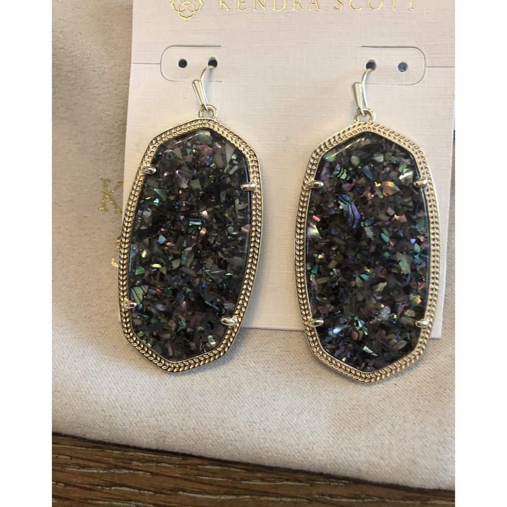 Kendra Scott Danielle Earrings Dangle‎ Limited Edition Crushed Abalone Gold